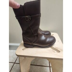 Josephine Kids Brown Buckle Zip Memory Foam Tall Boots Size 9W